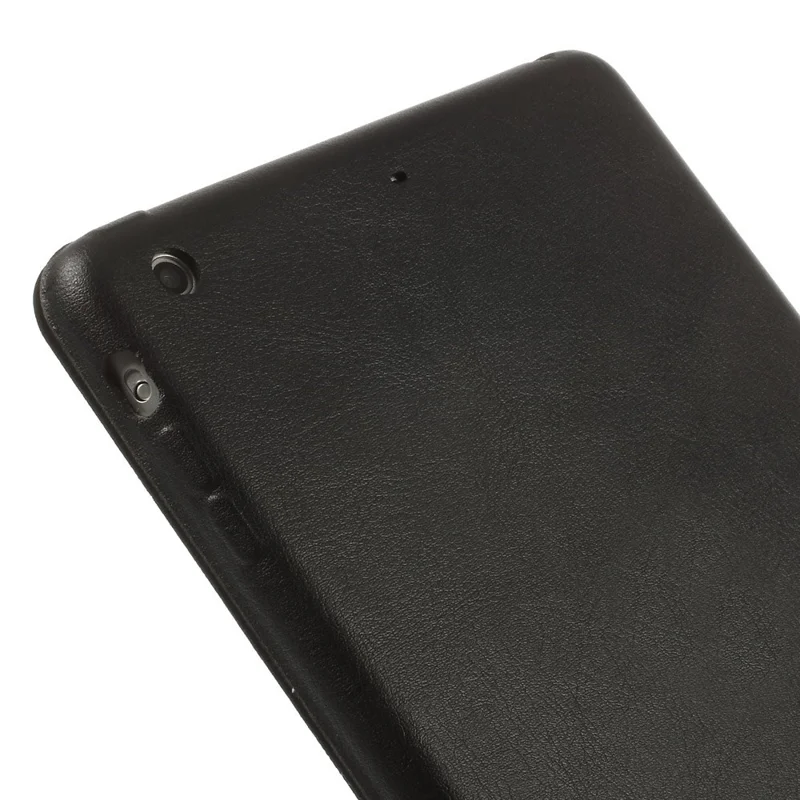 Tri-fold Aniline-dyed PU Leather Smart Case for iPad Mini / iPad Mini Retina w/ 2-way Kickstand - Black