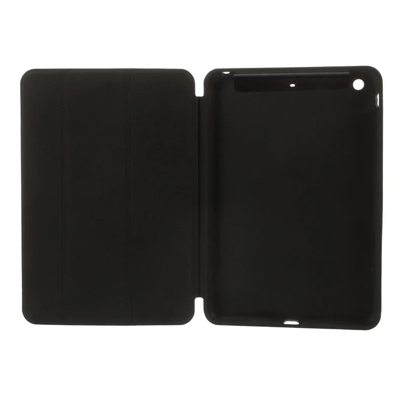 Tri-fold Aniline-dyed PU Leather Smart Case for iPad Mini / iPad Mini Retina w/ 2-way Kickstand - Black