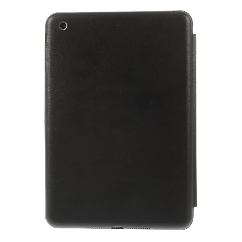 Tri-fold Aniline-dyed PU Leather Smart Case for iPad Mini / iPad Mini Retina w/ 2-way Kickstand - Black
