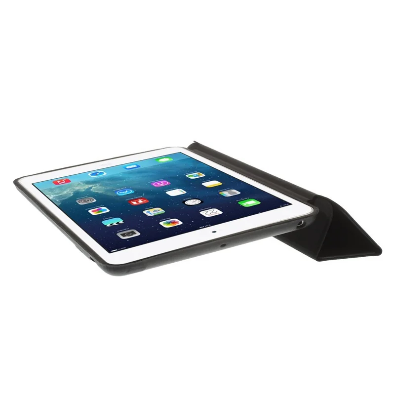 Tri-fold Aniline-dyed PU Leather Smart Case for iPad Mini / iPad Mini Retina w/ 2-way Kickstand - Black