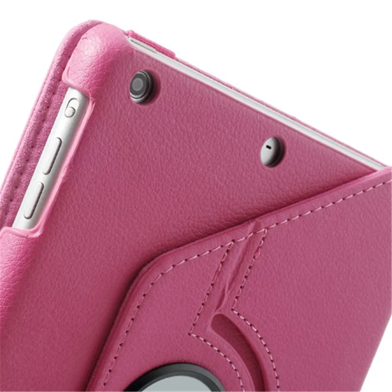 For iPad Mini / iPad Mini 2 360 Rotary Stand Lychee Smart Leather Shield Cover - Rose
