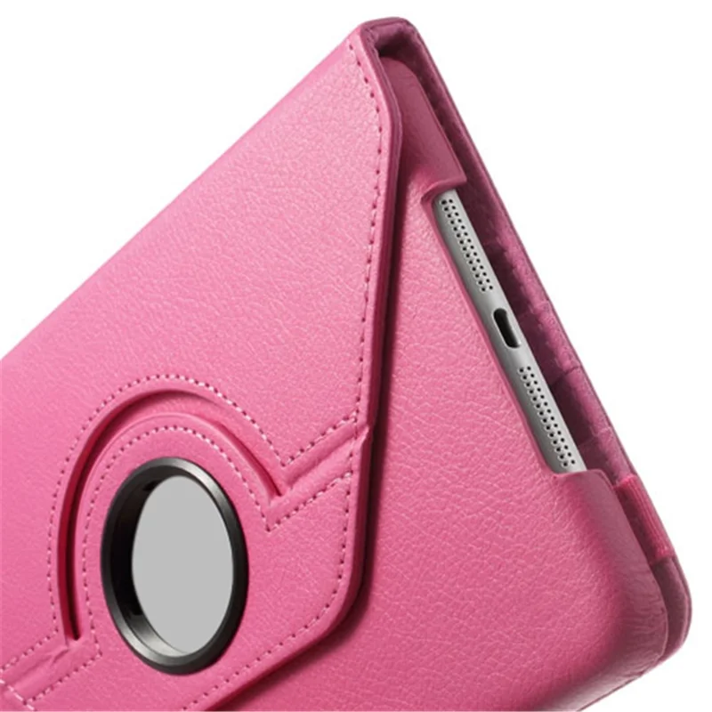 For iPad Mini / iPad Mini 2 360 Rotary Stand Lychee Smart Leather Shield Cover - Rose