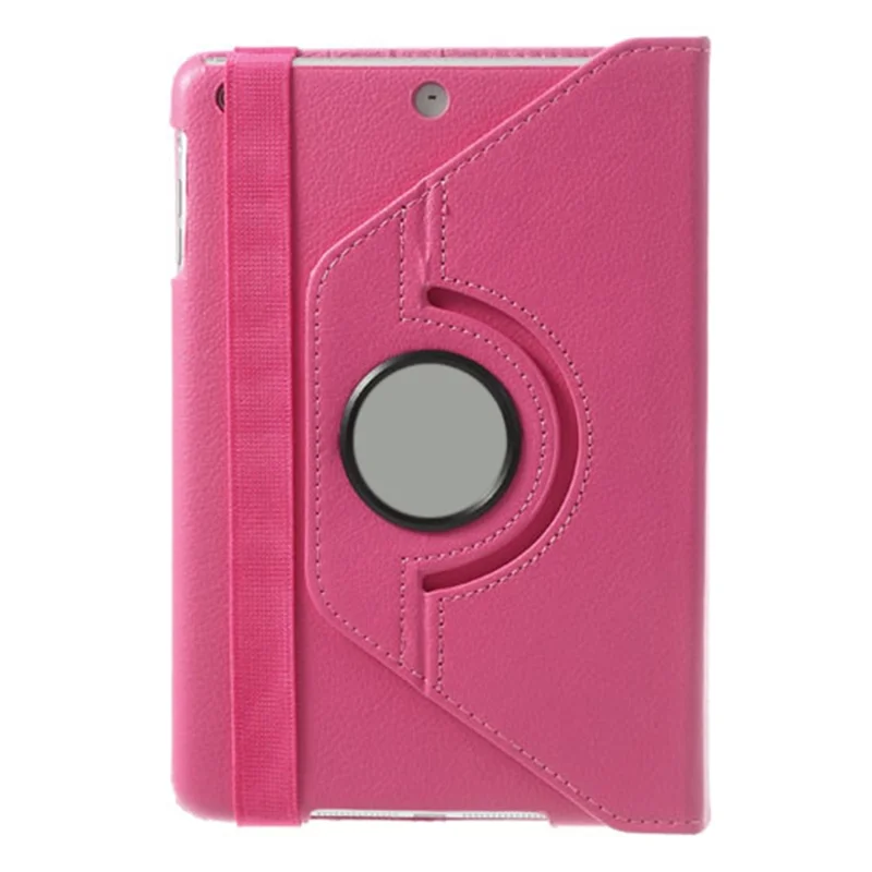 For iPad Mini / iPad Mini 2 360 Rotary Stand Lychee Smart Leather Shield Cover - Rose