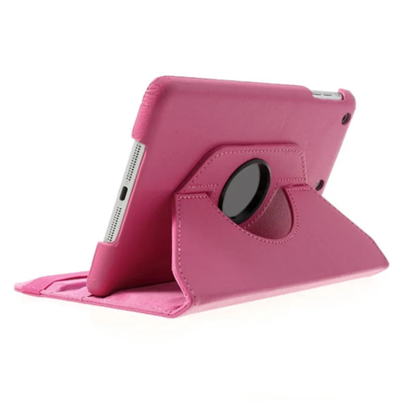 For iPad Mini / iPad Mini 2 360 Rotary Stand Lychee Smart Leather Shield Cover - Rose