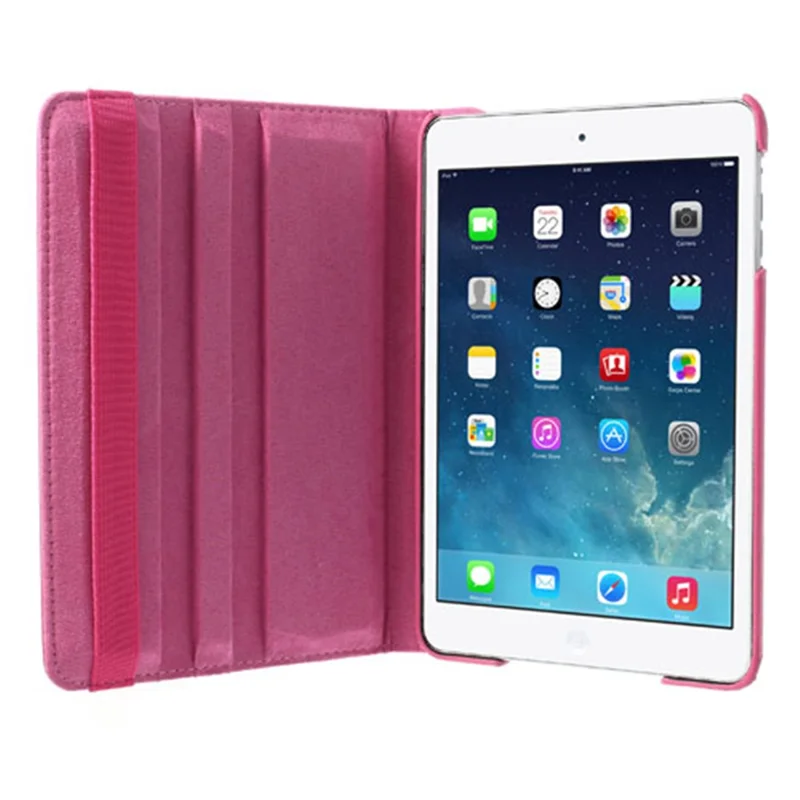 For iPad Mini / iPad Mini 2 360 Rotary Stand Lychee Smart Leather Shield Cover - Rose