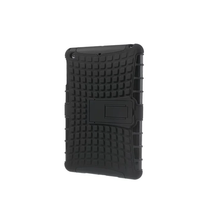 Grid Plastic & TPU Hybrid Case w/ Stand for iPad Mini / iPad Mini with Retina Display - Black