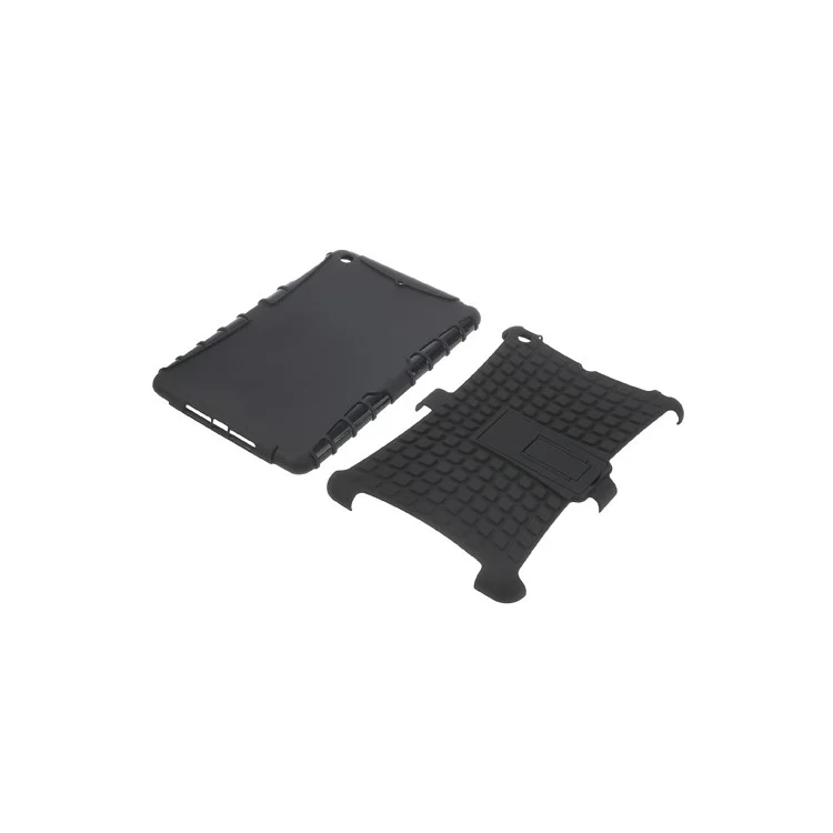 Grid Plastic & TPU Hybrid Case w/ Stand for iPad Mini / iPad Mini with Retina Display - Black