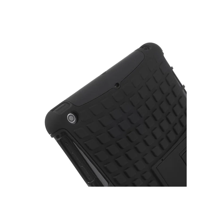 Grid Plastic & TPU Hybrid Case w/ Stand for iPad Mini / iPad Mini with Retina Display - Black