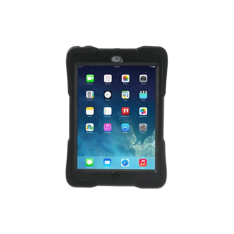 Rugged Anti-slip Plastic & Silicone Hybrid Case w/ Stand for iPad Mini / iPad Mini 2 with Retina Display - Black