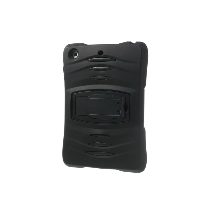 Rugged Anti-slip Plastic & Silicone Hybrid Case w/ Stand for iPad Mini / iPad Mini 2 with Retina Display - Black