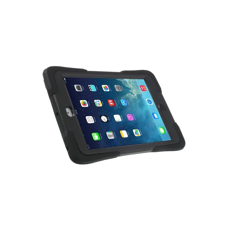 Rugged Anti-slip Plastic & Silicone Hybrid Case w/ Stand for iPad Mini / iPad Mini 2 with Retina Display - Black