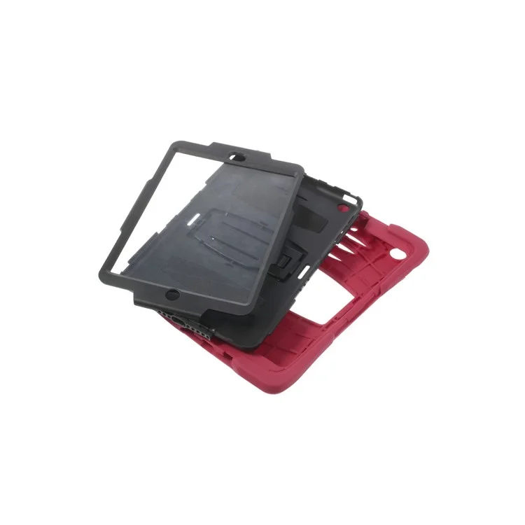 Rugged Anti-slip Plastic & Silicone Hybrid Stand Case for iPad Mini / iPad Mini 2 with Retina Display - Black / Red