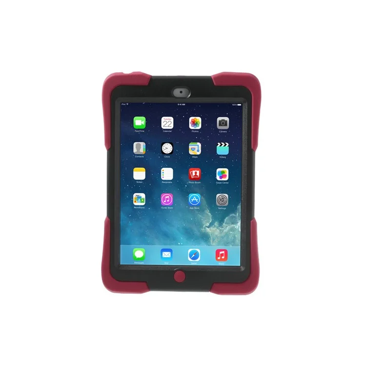 Rugged Anti-slip Plastic & Silicone Hybrid Stand Case for iPad Mini / iPad Mini 2 with Retina Display - Black / Red