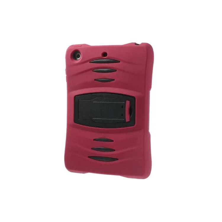 Rugged Anti-slip Plastic & Silicone Hybrid Stand Case for iPad Mini / iPad Mini 2 with Retina Display - Black / Red