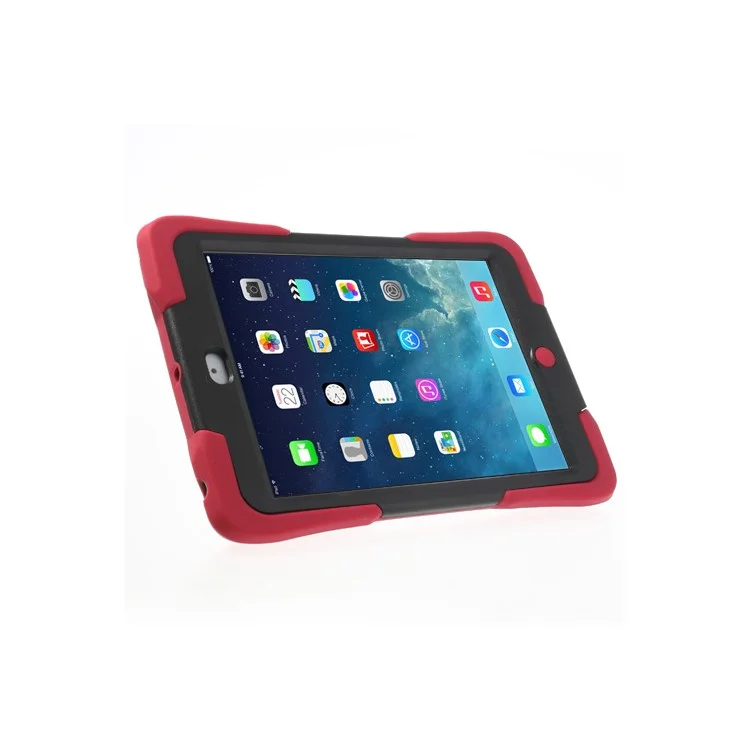 Rugged Anti-slip Plastic & Silicone Hybrid Stand Case for iPad Mini / iPad Mini 2 with Retina Display - Black / Red