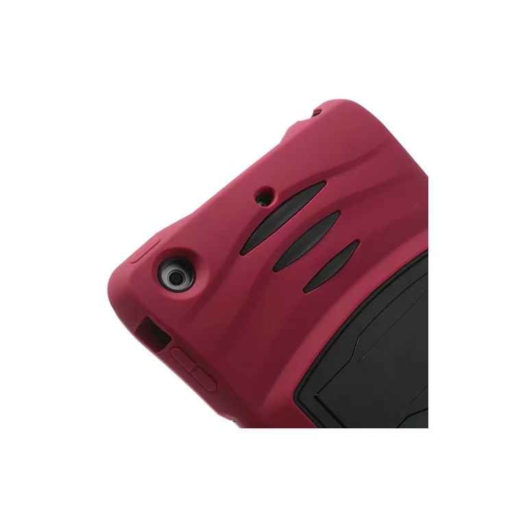 Rugged Anti-slip Plastic & Silicone Hybrid Stand Case for iPad Mini / iPad Mini 2 with Retina Display - Black / Red