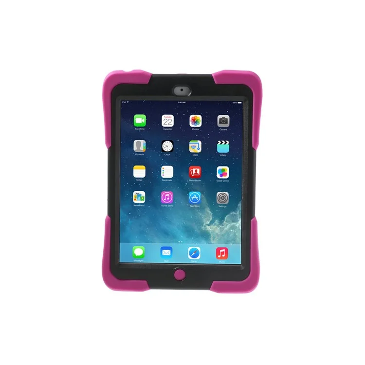 Rugged Anti-slip Plastic & Silicone Hybrid Stand Cover for iPad Mini / iPad Mini 2 with Retina Display - Black / Rose