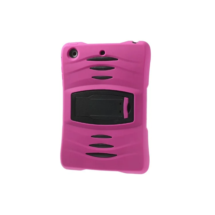 Rugged Anti-slip Plastic & Silicone Hybrid Stand Cover for iPad Mini / iPad Mini 2 with Retina Display - Black / Rose