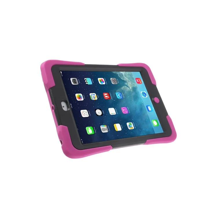 Rugged Anti-slip Plastic & Silicone Hybrid Stand Cover for iPad Mini / iPad Mini 2 with Retina Display - Black / Rose