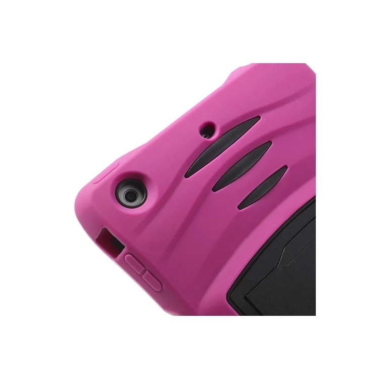 Rugged Anti-slip Plastic & Silicone Hybrid Stand Cover for iPad Mini / iPad Mini 2 with Retina Display - Black / Rose