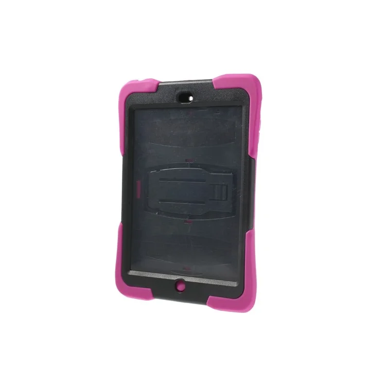 Rugged Anti-slip Plastic & Silicone Hybrid Stand Cover for iPad Mini / iPad Mini 2 with Retina Display - Black / Rose