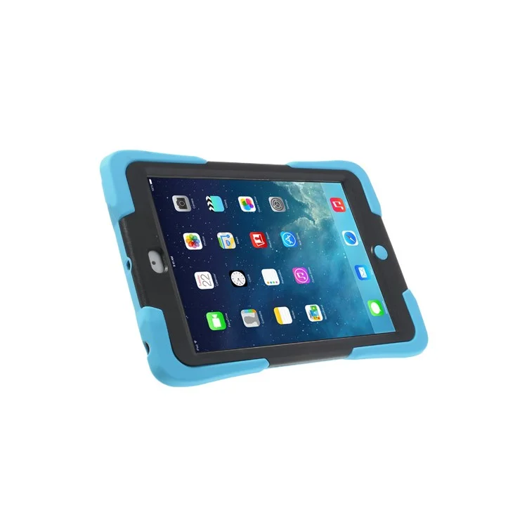 Rugged Anti-slip Plastic & Silicone Hybrid Shell Cover w/ Stand for iPad Mini / iPad Mini 2 with Retina Display - Black / Blue