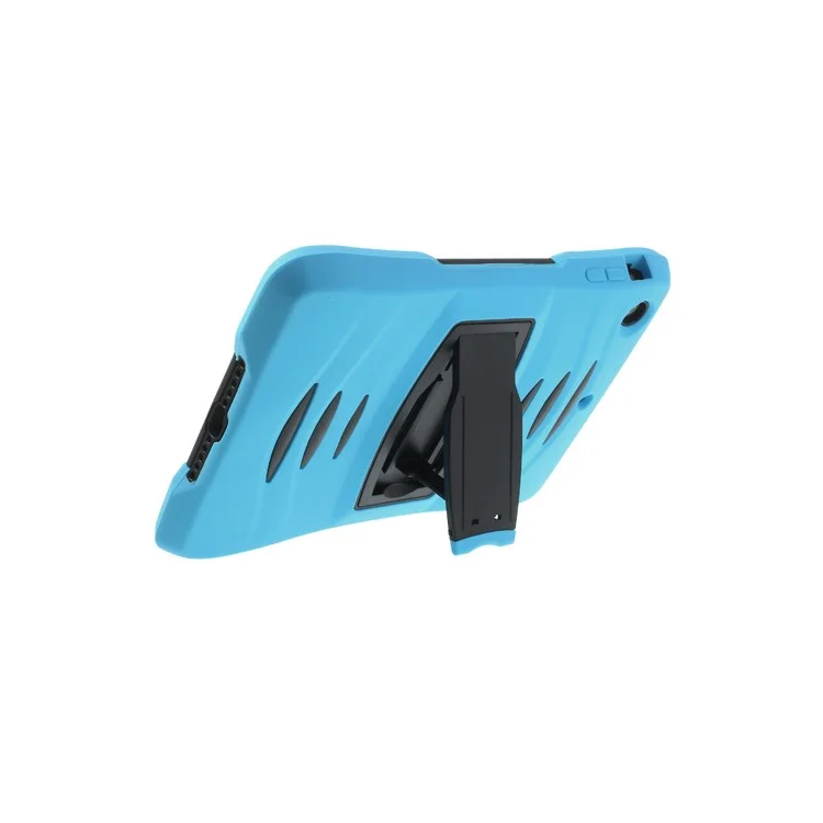 Rugged Anti-slip Plastic & Silicone Hybrid Shell Cover w/ Stand for iPad Mini / iPad Mini 2 with Retina Display - Black / Blue