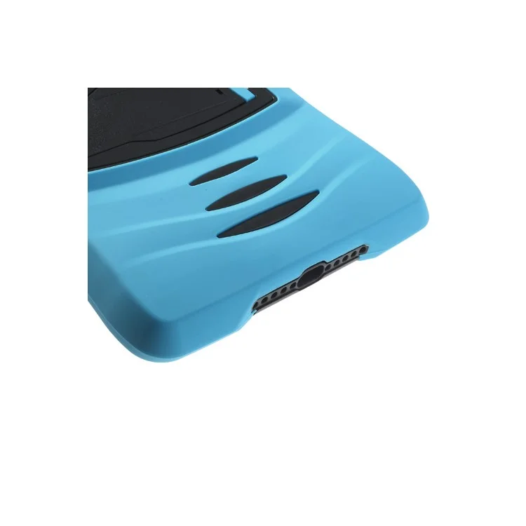 Rugged Anti-slip Plastic & Silicone Hybrid Shell Cover w/ Stand for iPad Mini / iPad Mini 2 with Retina Display - Black / Blue