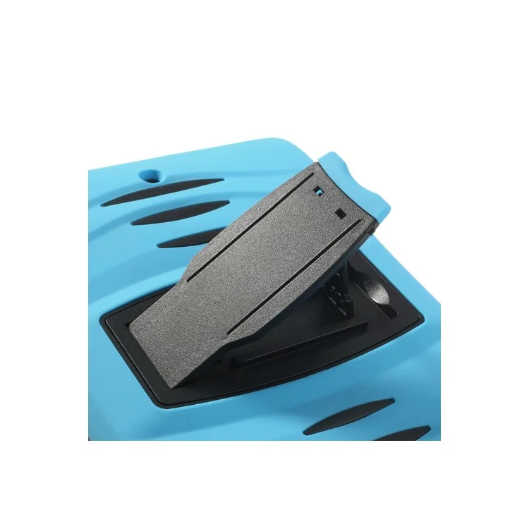 Rugged Anti-slip Plastic & Silicone Hybrid Shell Cover w/ Stand for iPad Mini / iPad Mini 2 with Retina Display - Black / Blue