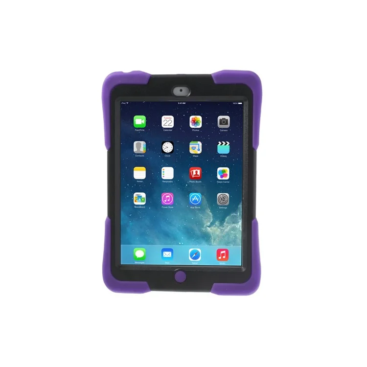 Rugged Anti-slip Plastic & Silicone Hybrid Case Stand for iPad Mini / iPad Mini 2 with Retina Display - Black / Purple