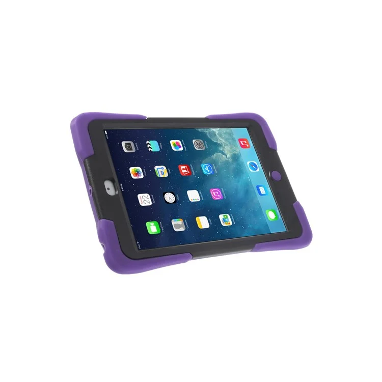 Rugged Anti-slip Plastic & Silicone Hybrid Case Stand for iPad Mini / iPad Mini 2 with Retina Display - Black / Purple