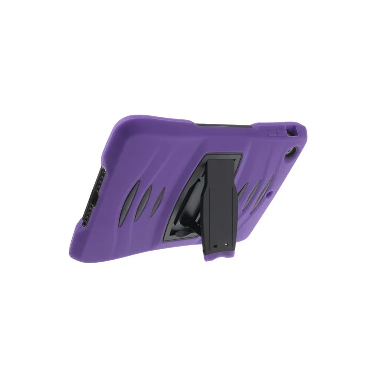 Rugged Anti-slip Plastic & Silicone Hybrid Case Stand for iPad Mini / iPad Mini 2 with Retina Display - Black / Purple