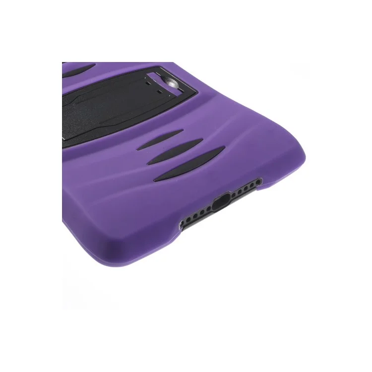 Rugged Anti-slip Plastic & Silicone Hybrid Case Stand for iPad Mini / iPad Mini 2 with Retina Display - Black / Purple