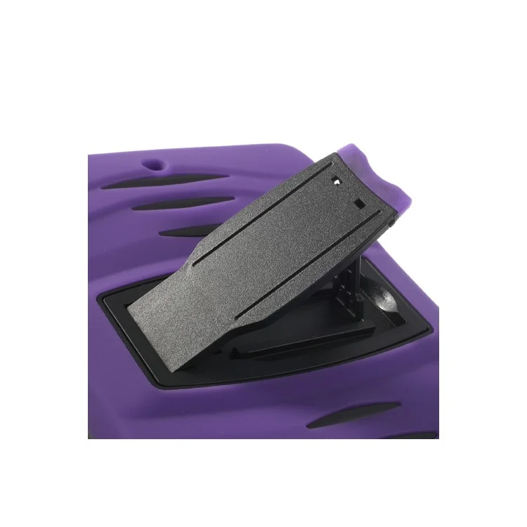 Rugged Anti-slip Plastic & Silicone Hybrid Case Stand for iPad Mini / iPad Mini 2 with Retina Display - Black / Purple