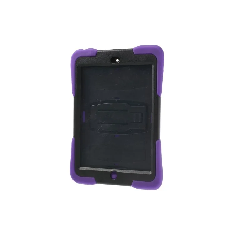 Rugged Anti-slip Plastic & Silicone Hybrid Case Stand for iPad Mini / iPad Mini 2 with Retina Display - Black / Purple