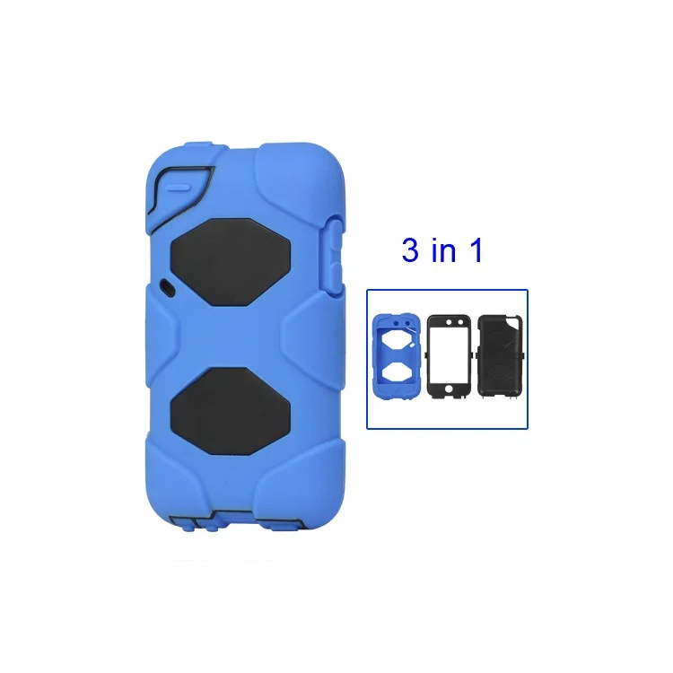 Snap-on Defender Case Cover for iPod Touch 4 4G - Black / Blue