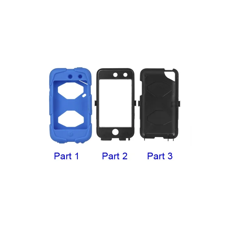Snap-on Defender Case Cover for iPod Touch 4 4G - Black / Blue