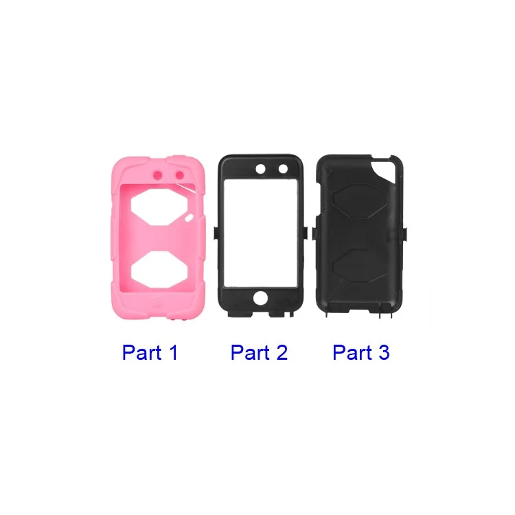 Snap-on Defender Case Cover for iPod Touch 4 4G - Black / Pink