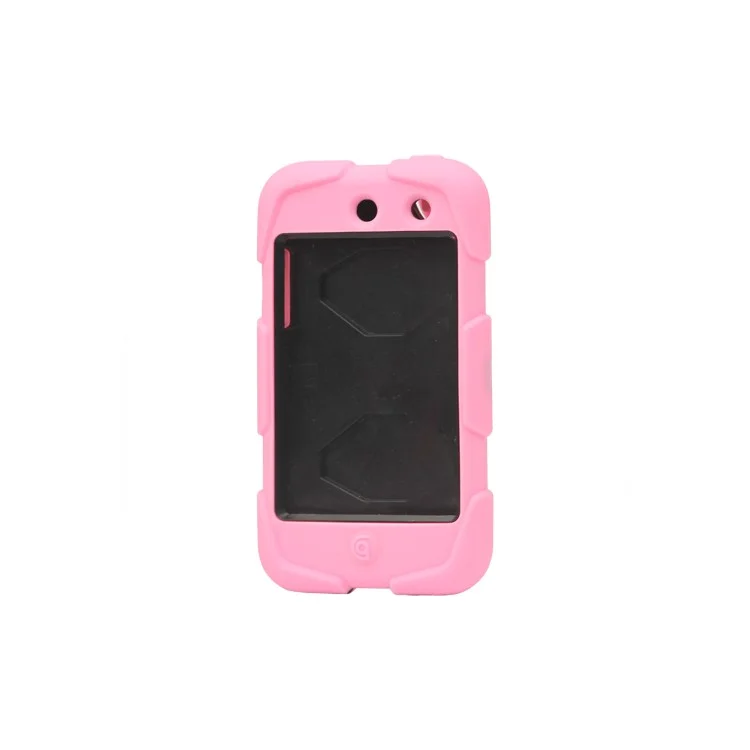 Snap-on Defender Case Cover for iPod Touch 4 4G - Black / Pink