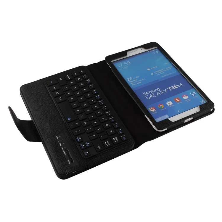 Black Lychee PU Leather Case Stand w/ Removable Bluetooth Keyboard for Samsung Galaxy Tab 4 8.0 T335 T331 T330