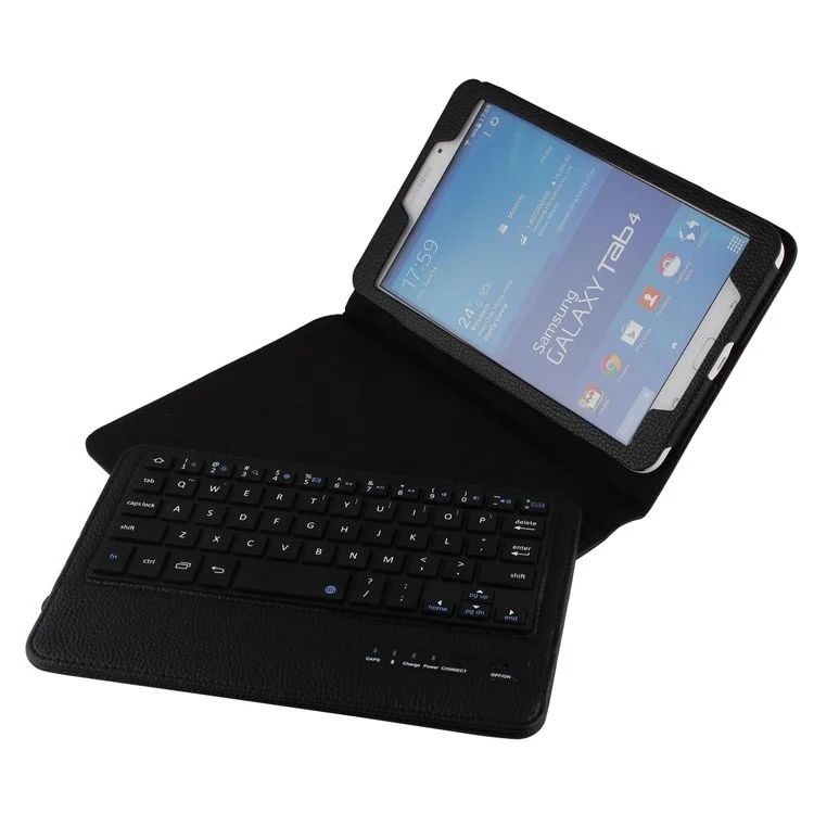 Black Lychee PU Leather Case Stand w/ Removable Bluetooth Keyboard for Samsung Galaxy Tab 4 8.0 T335 T331 T330