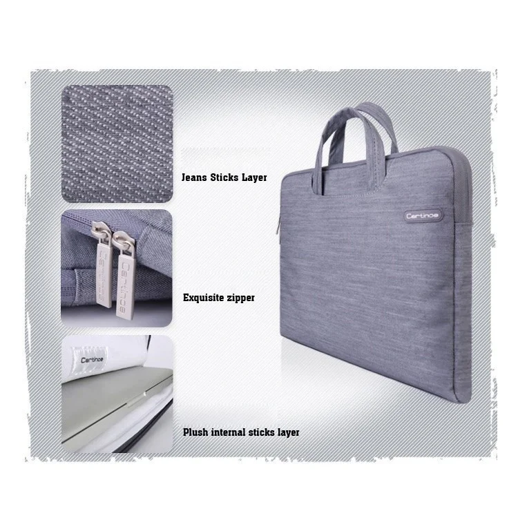 Grey Cartinoe Jean Series Notebook Sleeve Case Bag for MacBook Air Pro 13.3 inch, Size: 34 x 26cm