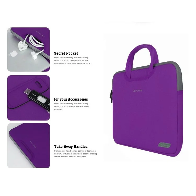 Purple Cartinoe Breath Series Zipper Nylon Notebook Bag Pouch for MacBook Pro 15.4 inch, Size: 36 x 27cm