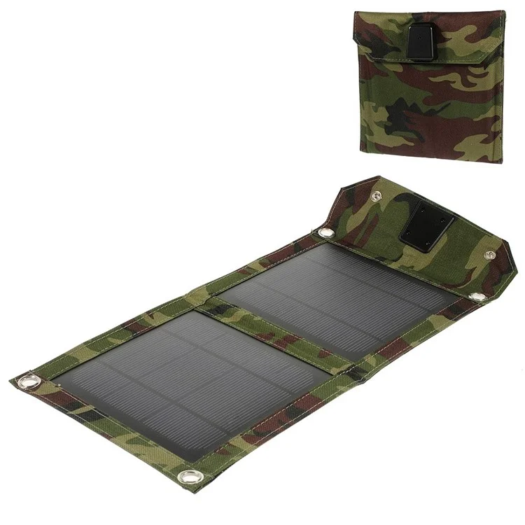 Camouflage 5 Watts Folding Outdoor Solar Power Charger for iPhone iPad Samsung HTC Smartphone Tablet