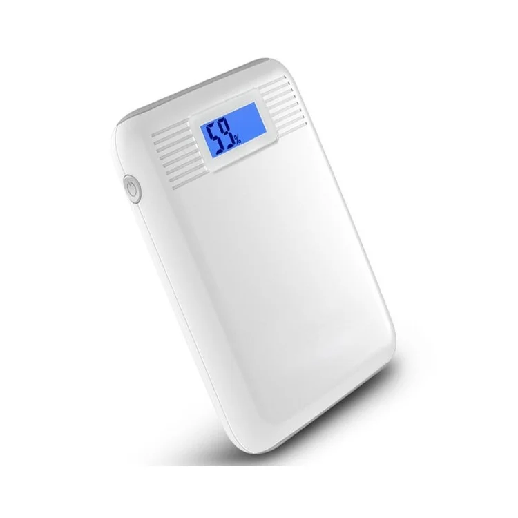 Cager B05 LED Screen Dual-USB 10000mAh Mobile Power Bank w/ Flashlight for iPhone iPad Samsung - White