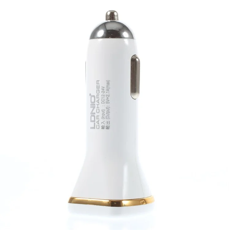 LDNIO DL-DC219 2.1A Dual USB Car Charger Adapter + Micro USB Charging Cable - White