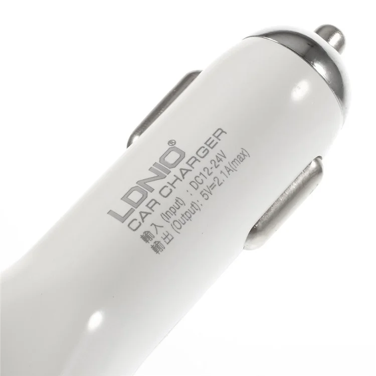 LDNIO DL-DC219 2.1A Dual USB Car Charger Adapter + Micro USB Charging Cable - White