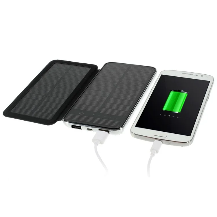 RIPA 10000mAh Dual Outputs Solar Panel Power Bank with Front Flip Cover