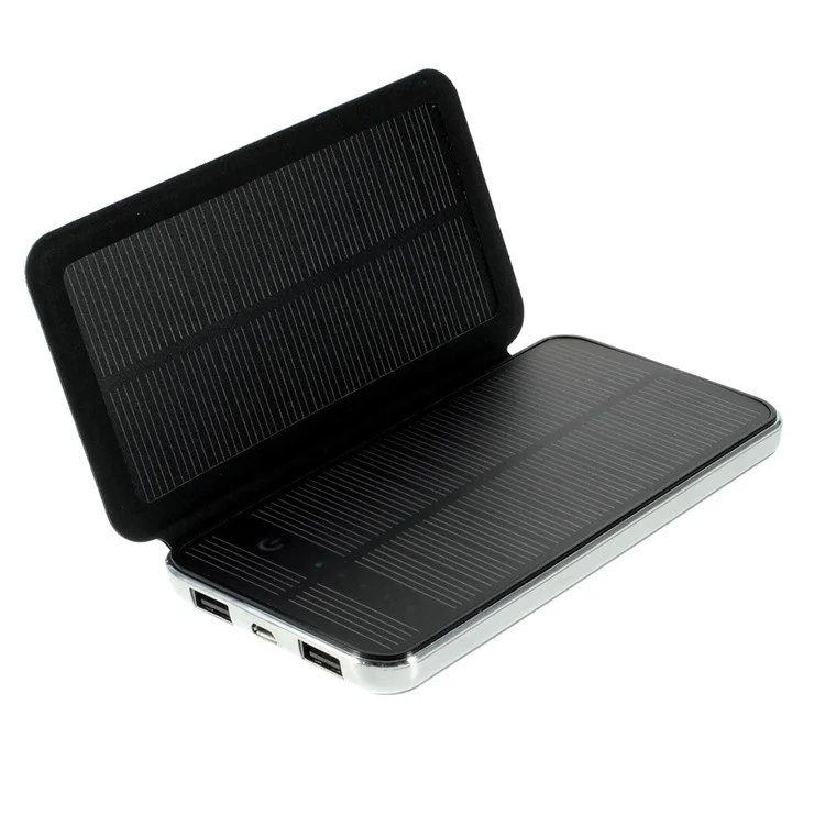 RIPA 10000mAh Dual Outputs Solar Panel Power Bank with Front Flip Cover