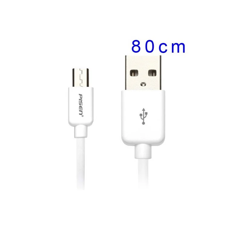 Pisen 0.8M Micro USB Data Sync Charging Cable for Samsung HTC Sony LG Huawei Xiaomi Etc - White